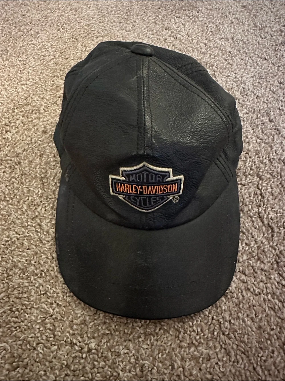 Harley-Davidson Black Hat with Orange Logo Patch